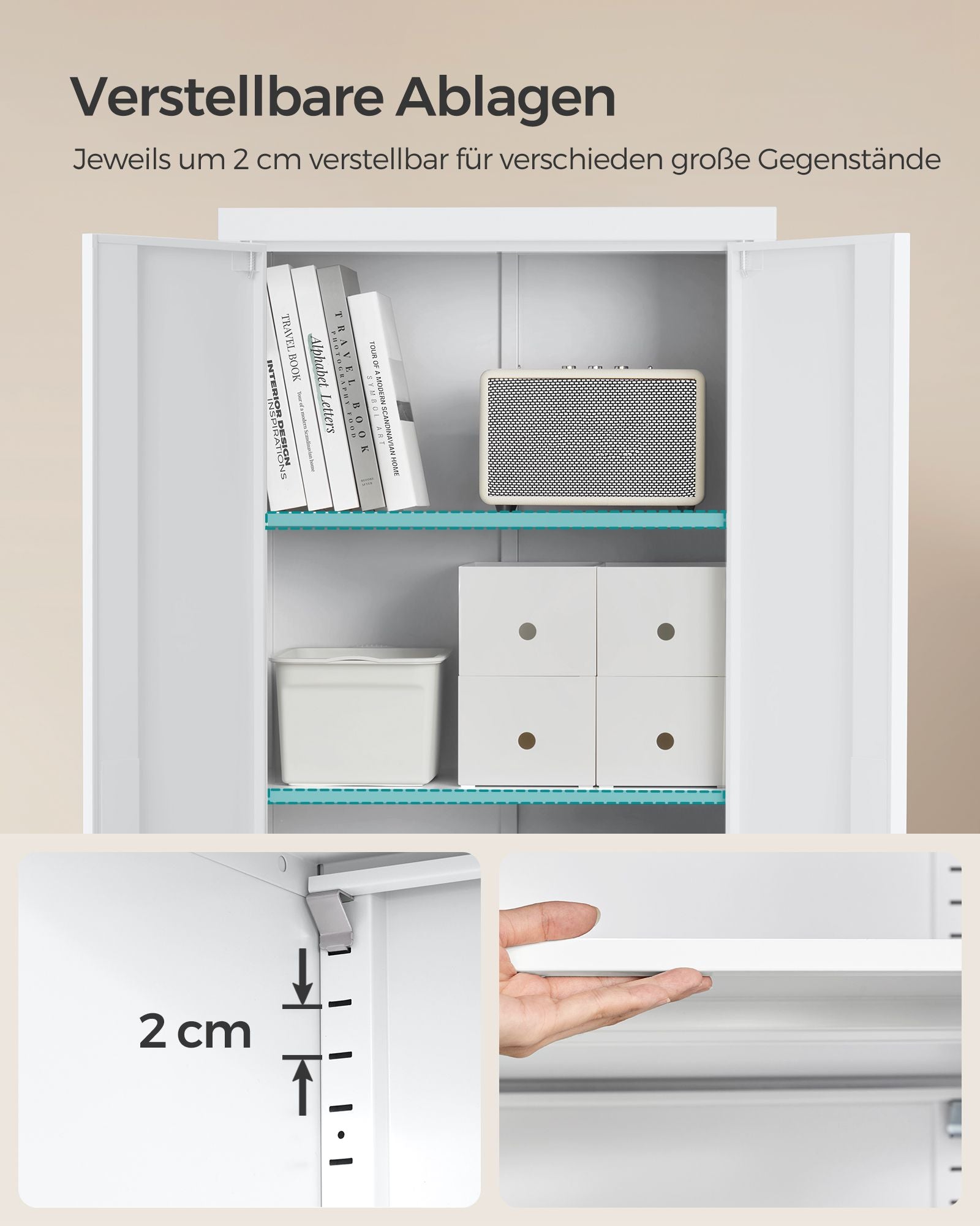 Aktenschrank mit 5 Ebenen 40 x 60 x 180 cm mattweiß