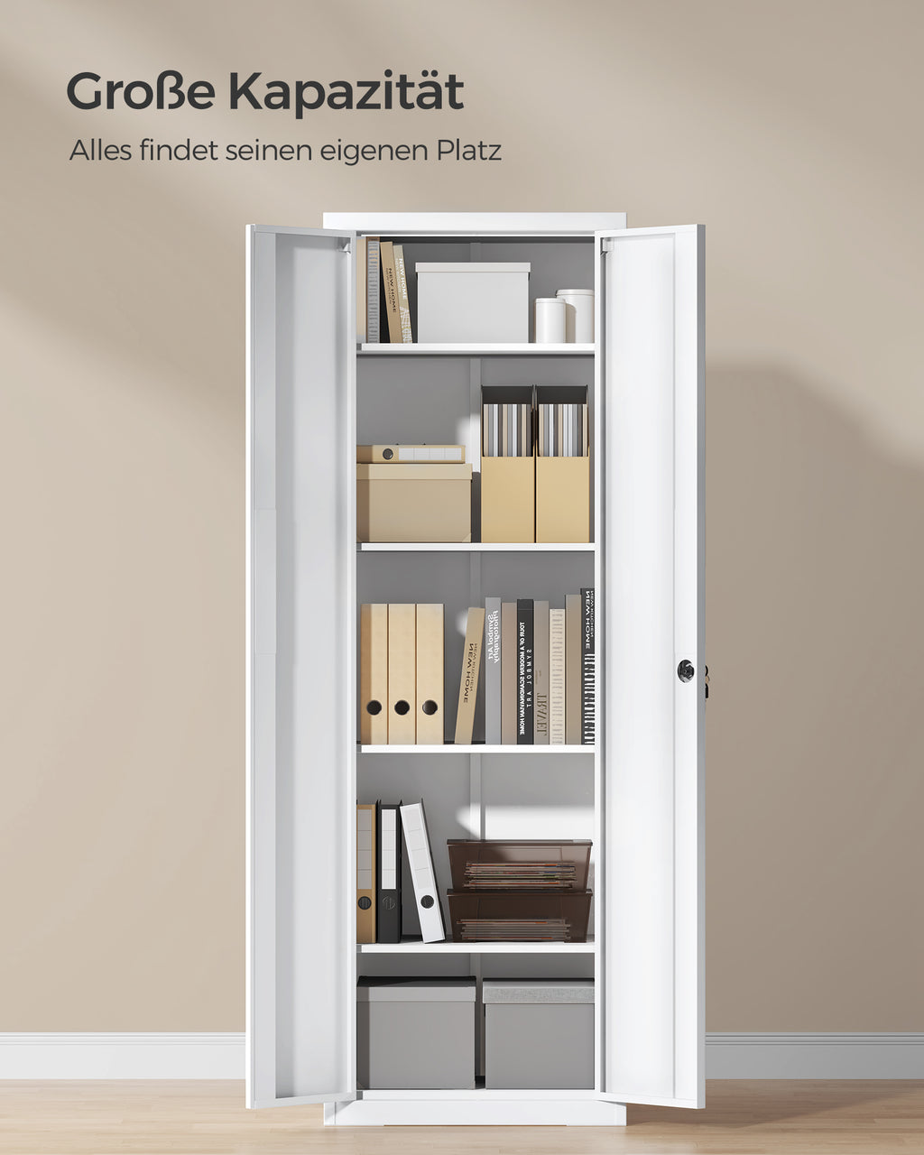 Aktenschrank mit 5 Ebenen 40 x 60 x 180 cm mattweiß