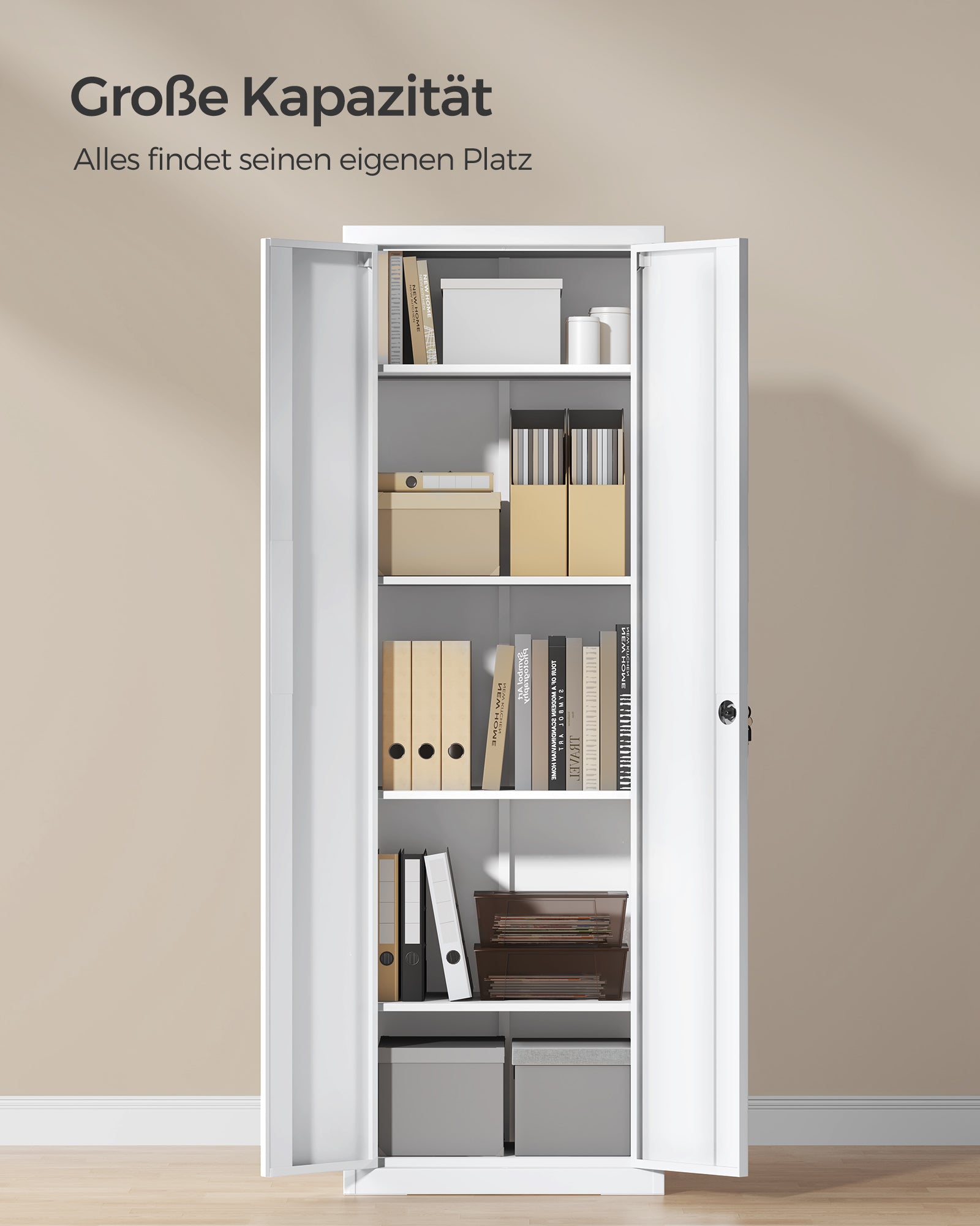 Aktenschrank mit 5 Ebenen 40 x 60 x 180 cm mattweiß