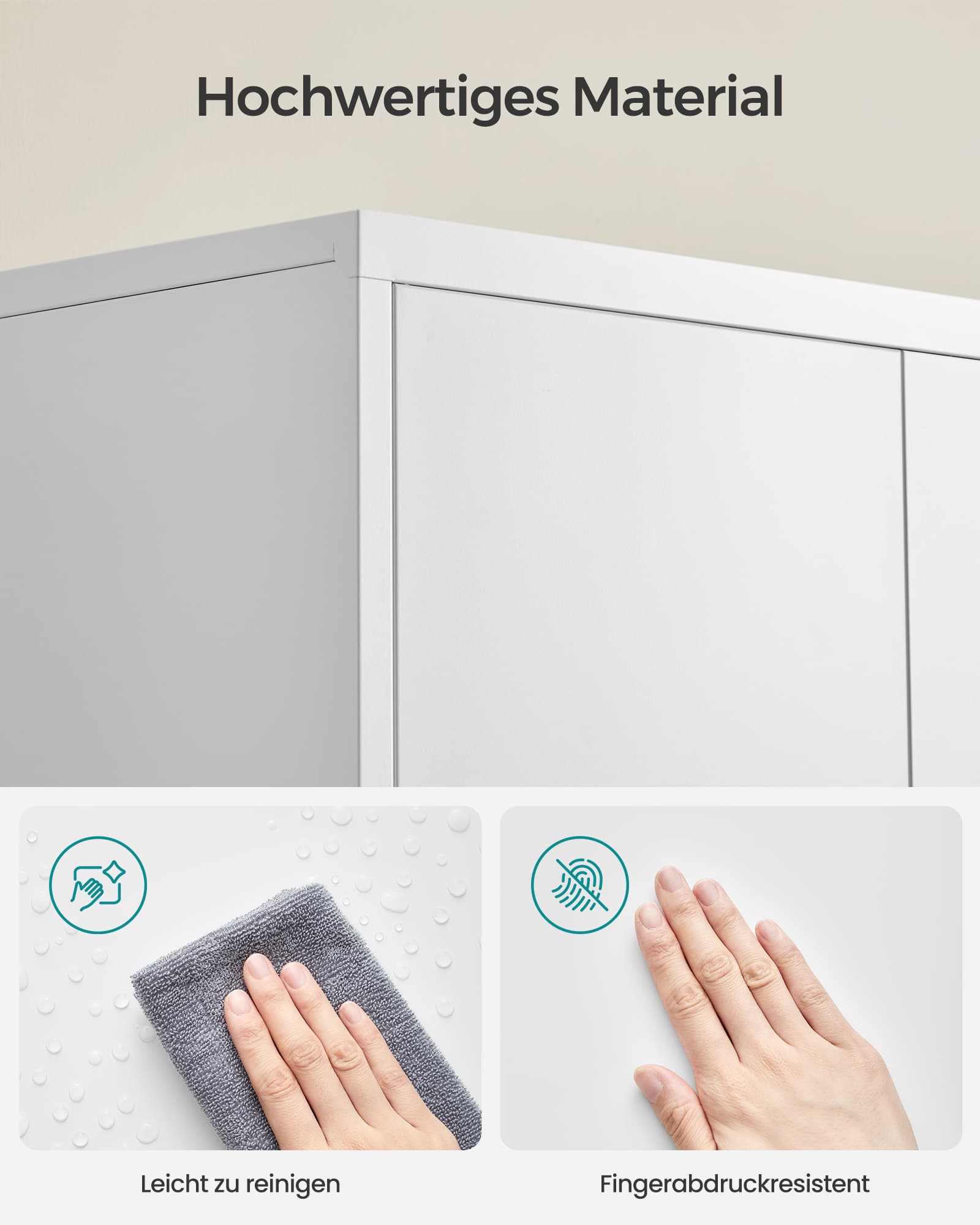 SONGMICS Aktenschrank, Mehrzweckschrank, Stahl-Aufbewahrungsschrank, 5 Ebenen, Doppeltüren, Schloss, Werkzeugschrank, verstellbare Ablagen, Garage, Büro, Wohnzimmer, weiß OMC015W01