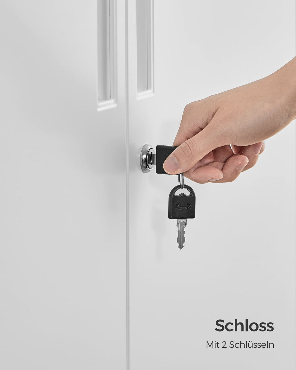 SONGMICS Aktenschrank, Mehrzweckschrank, Stahl-Aufbewahrungsschrank, 5 Ebenen, Doppeltüren, Schloss, Werkzeugschrank, verstellbare Ablagen, Garage, Büro, Wohnzimmer, weiß OMC015W01