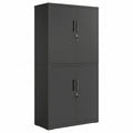 Aktenschrank, Aufbewahrungsschrank, 40 x 80 x 180 cm, 4 Schranktüren und 2 Schlösser, schwarz