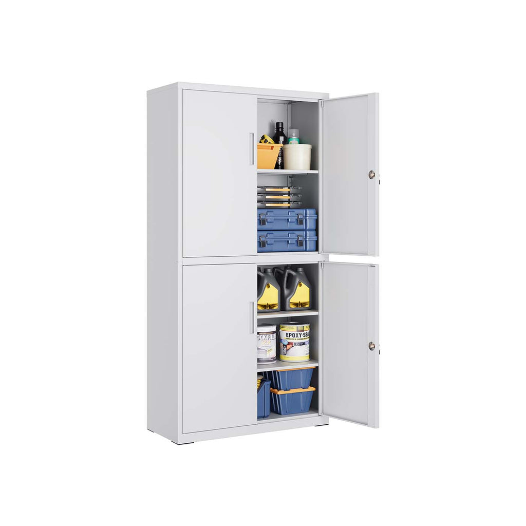 Aktenschrank mit 4 Türen und 5 Ebenen 40 x 80 x 180 cm mattgrau