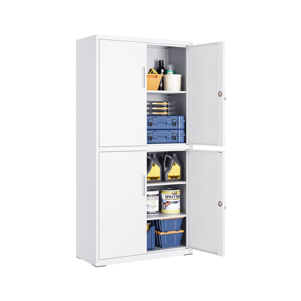 Aktenschrank mit 4 Türen und 5 Ebenen 40 x 80 x 180 cm mattweiß