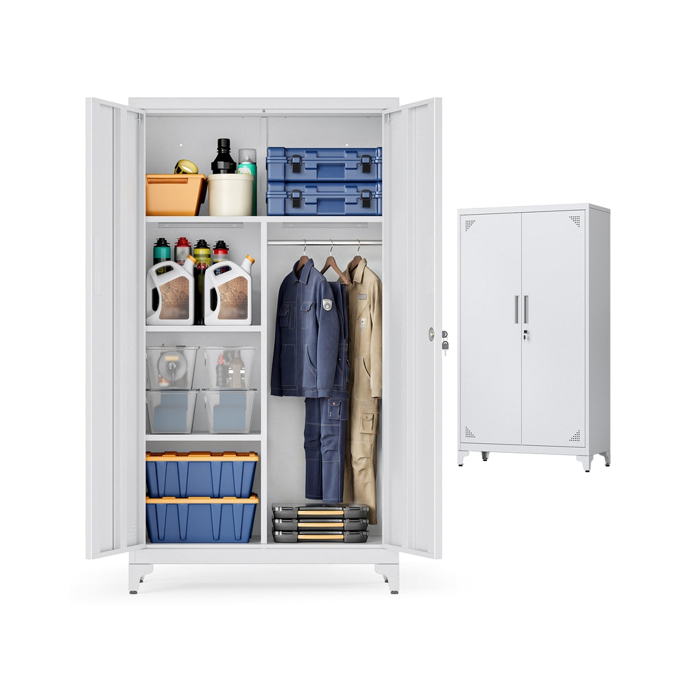 Mehrzweckschrank mit 2 Türen 5 Fächer 80 x 40 x 165 cm mattgrau