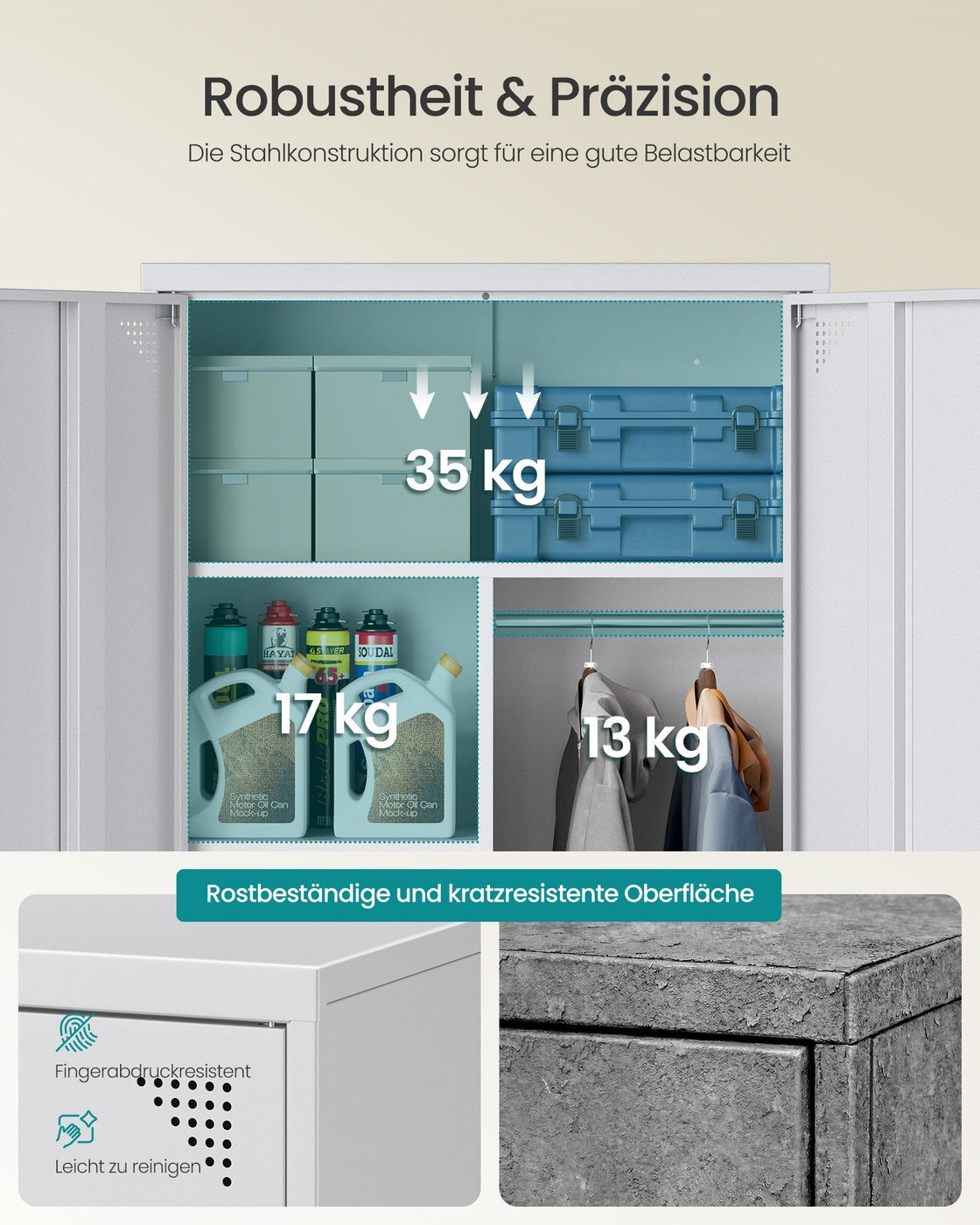Mehrzweckschrank mit 2 Türen 5 Fächer 80 x 40 x 165 cm mattgrau