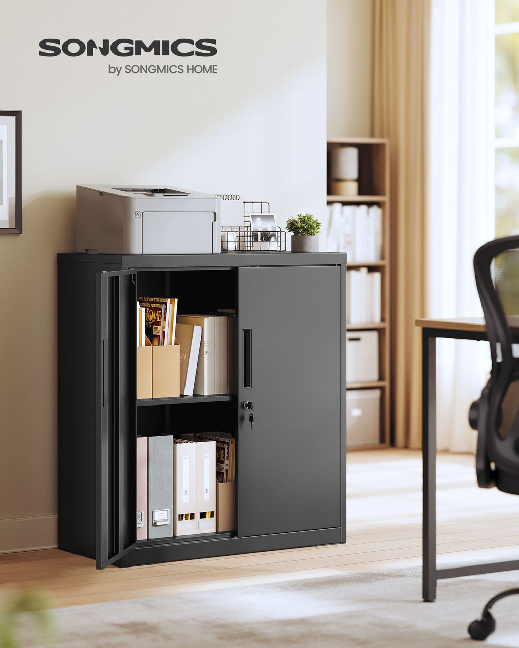 Abschließbarer Aktenschrank mit 2 Türen 80 x 40 x 90 cm