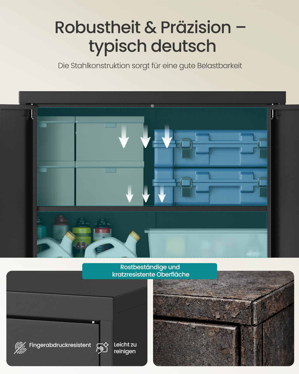 Abschließbarer Aktenschrank mit 2 Türen 80 x 40 x 90 cm