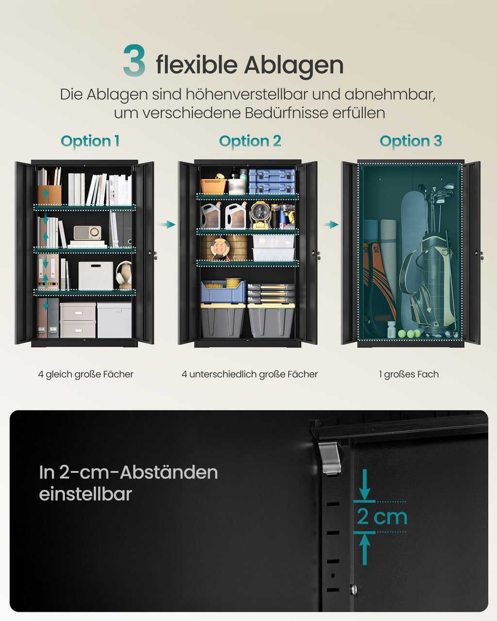 Aktenschrank abschließbar 3 verstellbare Ablagen 80 x 40 x 140 cm mattschwarz