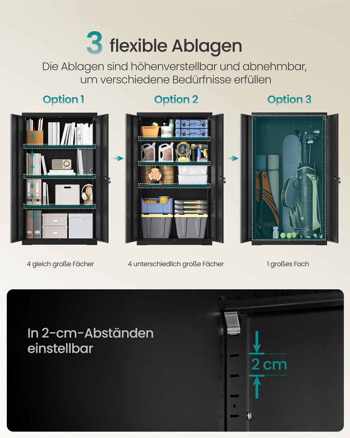 Aktenschrank abschließbar 3 verstellbare Ablagen 80 x 40 x 140 cm mattschwarz