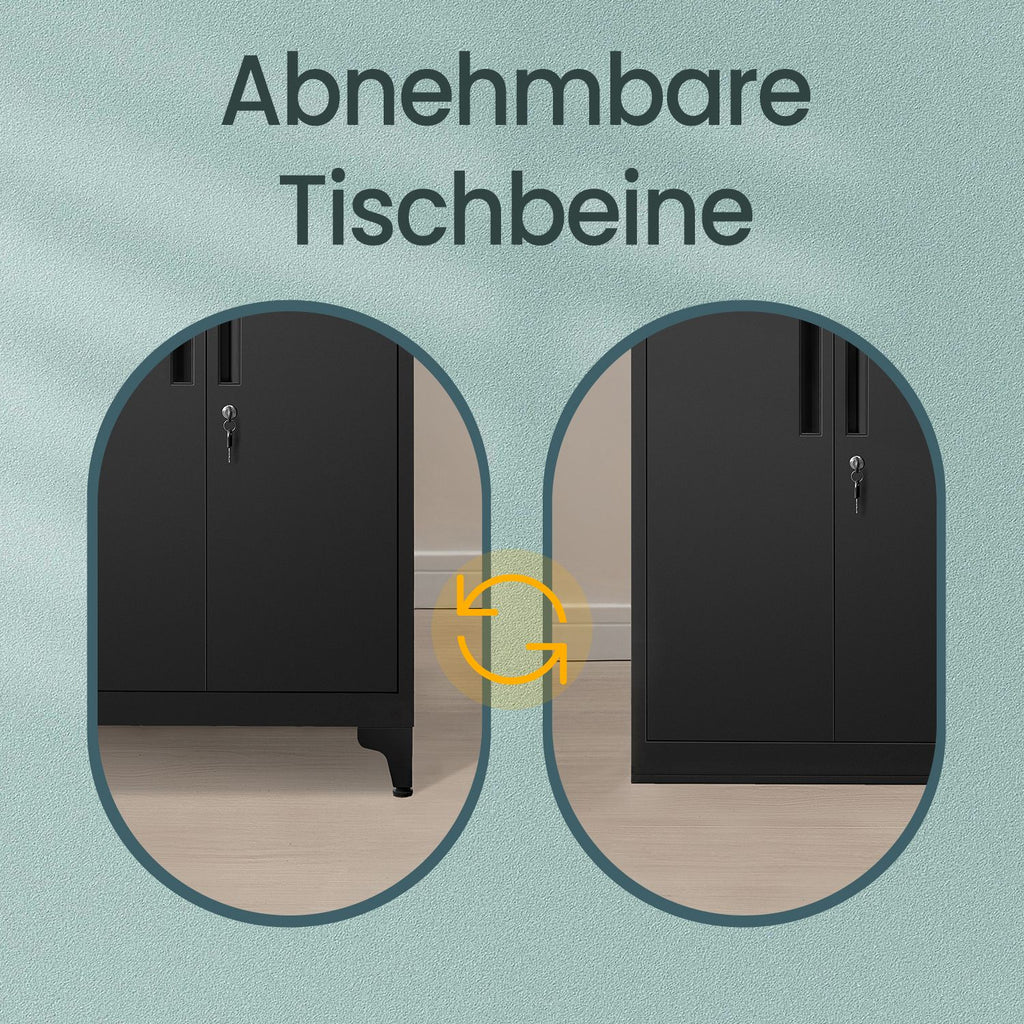 Aufbewahrungsschrank für Garage oder Büro mit Schloss, Schwarz