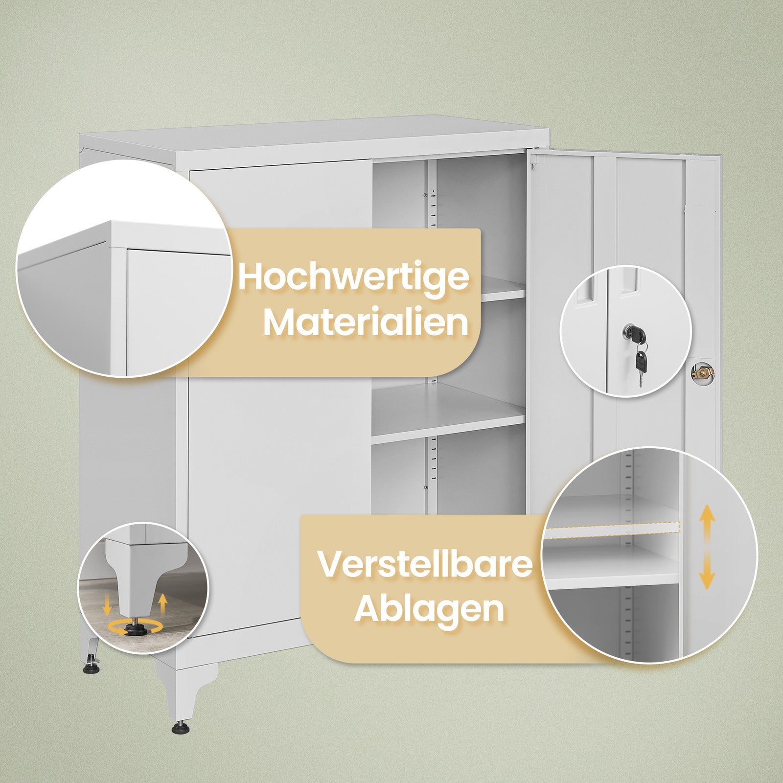 Aufbewahrungsschrank für Garage oder Büro mit Schloss, Grau