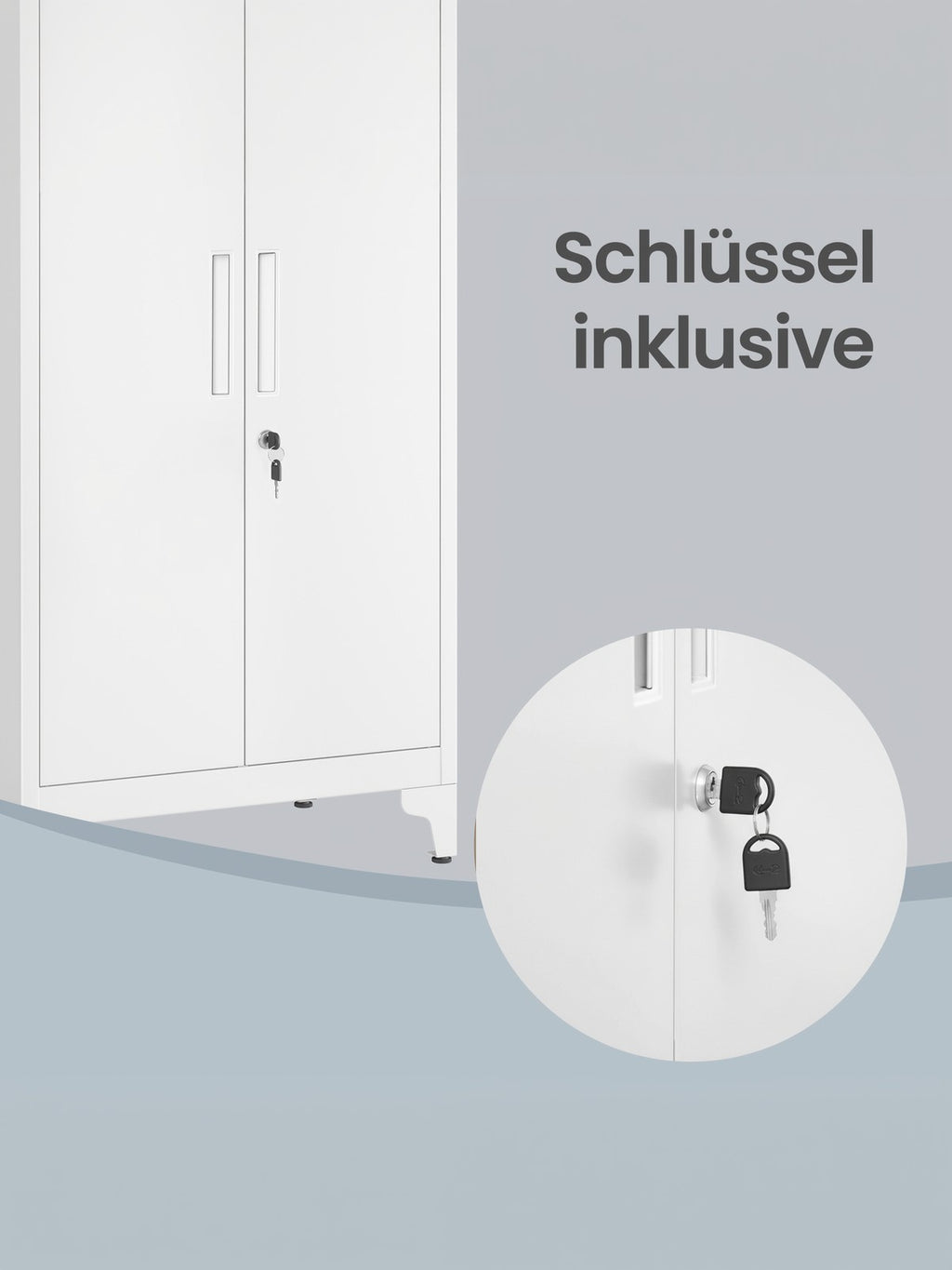 Aufbewahrungsschrank für Garage oder Büro mit Schloss, weiß
