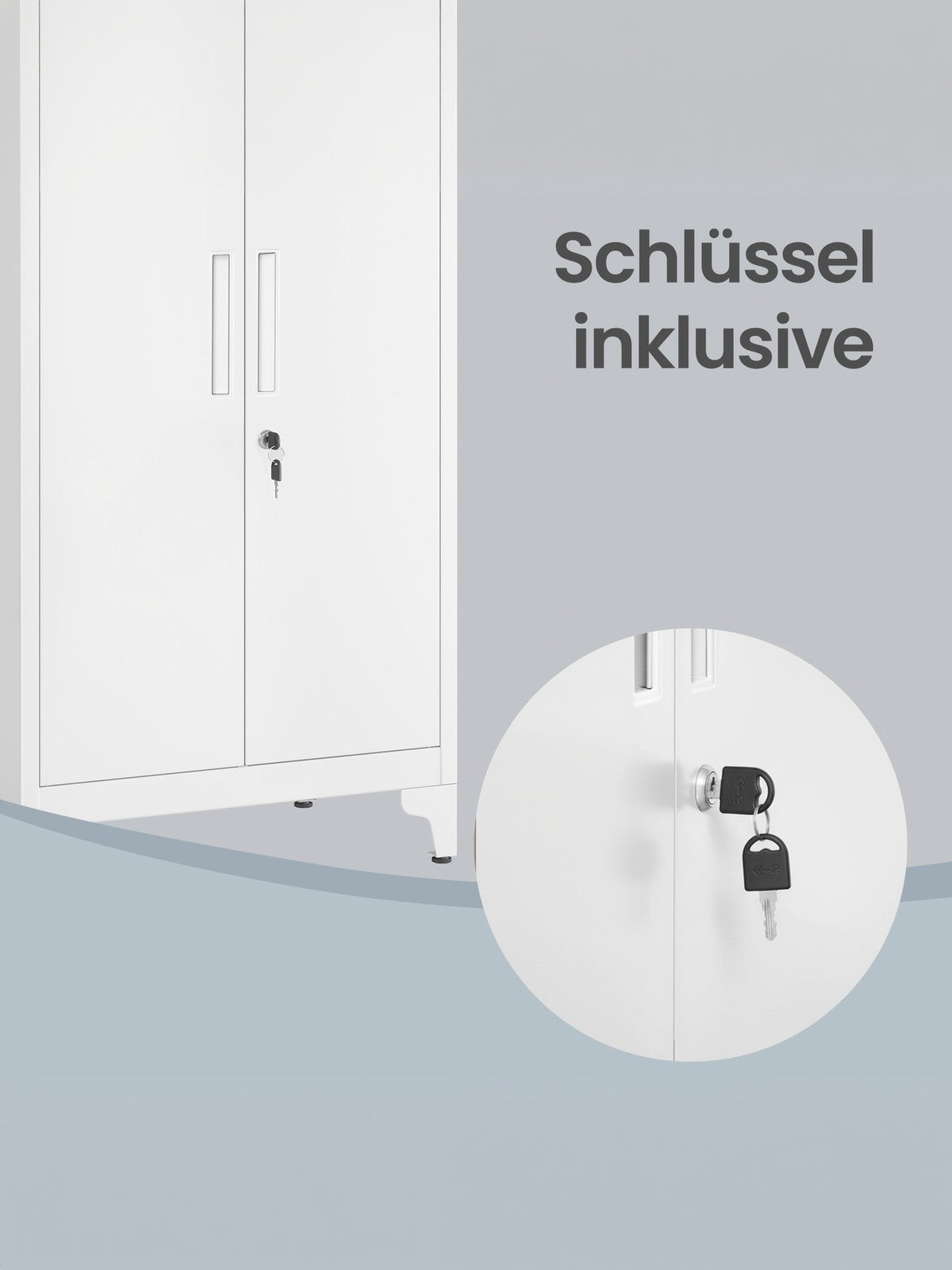 Aufbewahrungsschrank für Garage oder Büro mit Schloss, weiß