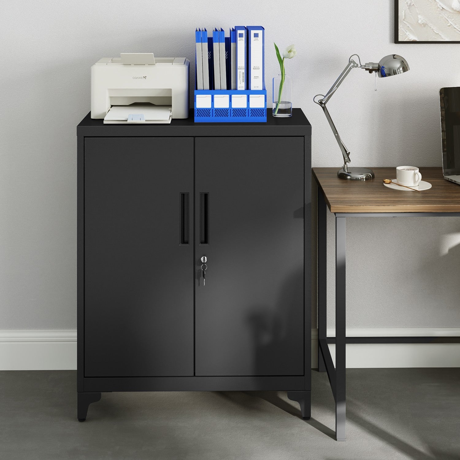 Aktenschrank, Mehrzweckschrank, Büroschrank mit 2 Türen