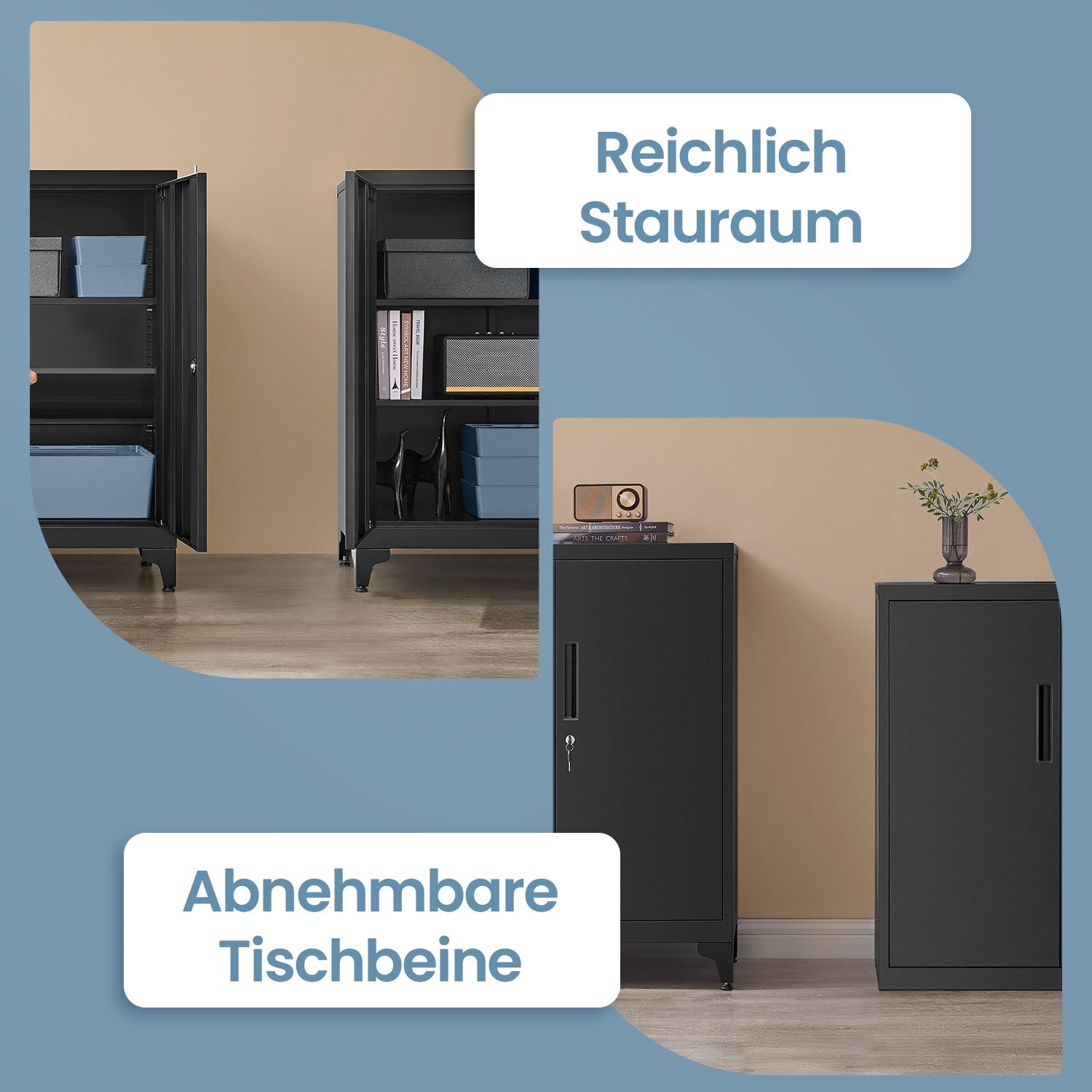 Aktenschrank, Mehrzweckschrank, Büroschrank mit 2 Türen