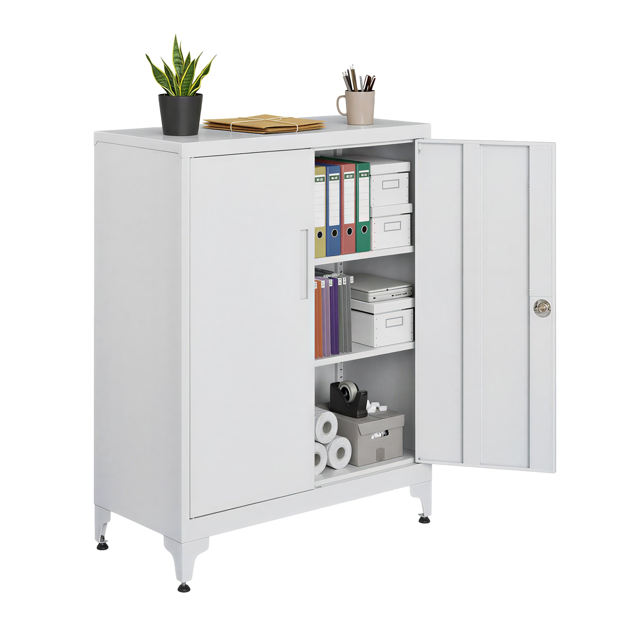 Aktenschrank, Mehrzweckschrank, Büroschrank mit 2 Türen