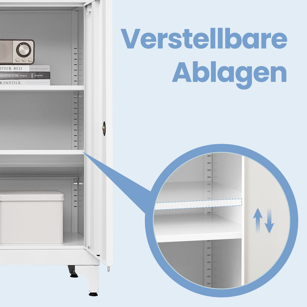 Aufbewahrungsschrank für Garage oder Büro mit Schloss, weiß