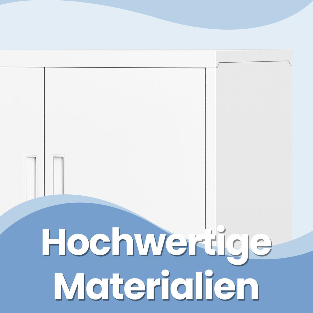 Aufbewahrungsschrank für Garage oder Büro mit Schloss, weiß