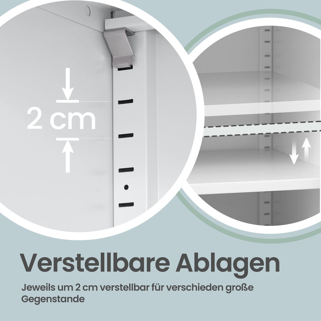 Aufbewahrungsschrank mit Verstellbaren Regalen und Türen, Für Garage oder Büro, Mit Schloss