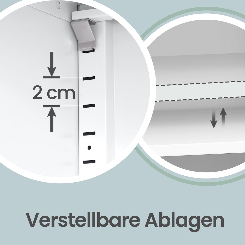 Aufbewahrungsschrank mit Verstellbaren Regalen und Türen, Für Garage oder Büro, Mit Schloss