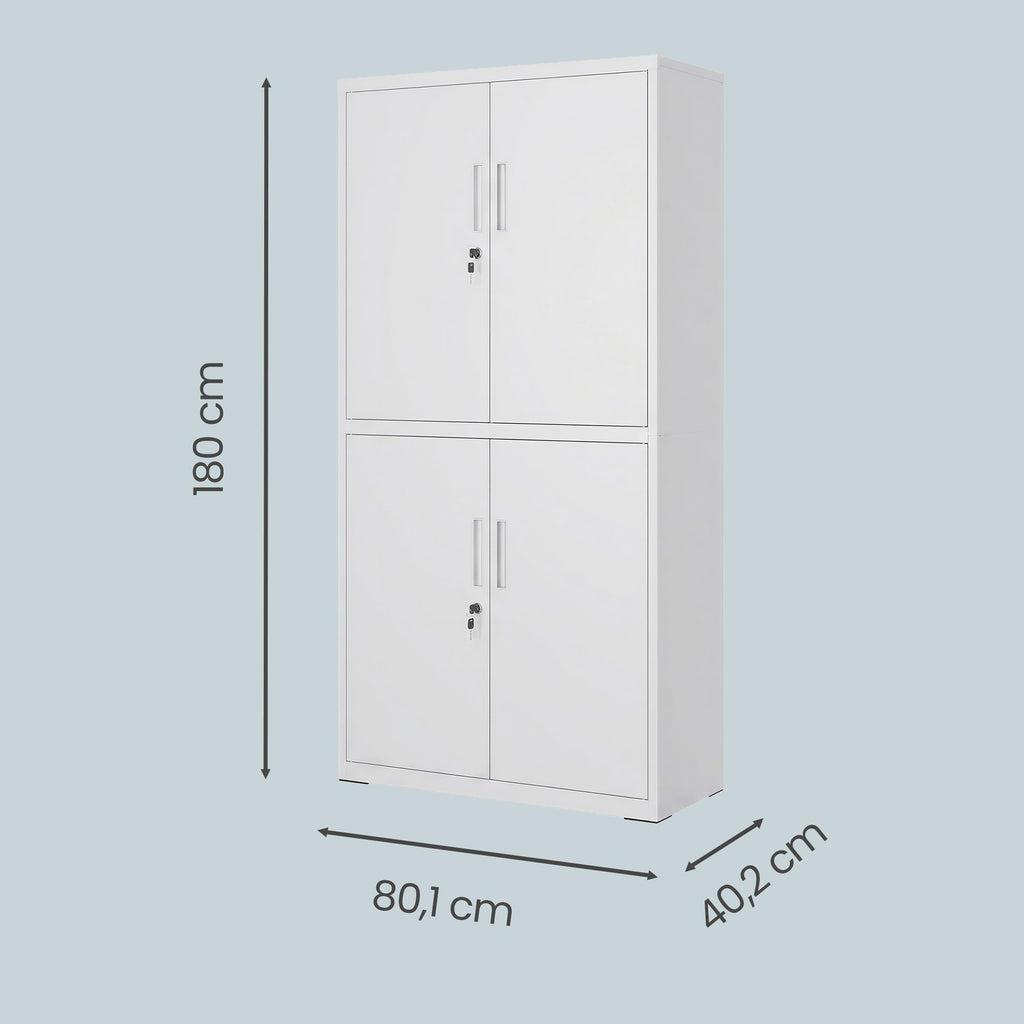 Aktenschrank, Aufbewahrungsschrank, 4 Schranktüren und 2 Schlösser