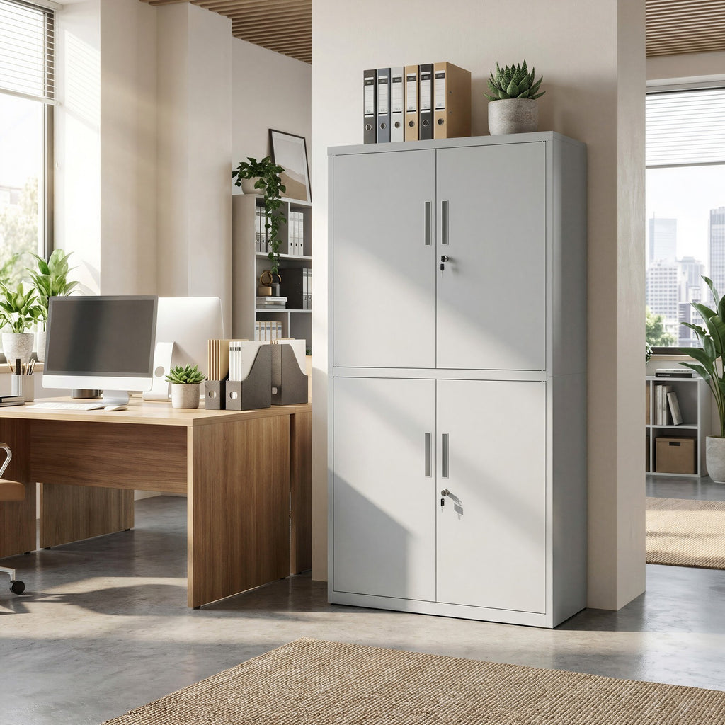 Aktenschrank, Aufbewahrungsschrank, 4 Schranktüren und 2 Schlösser