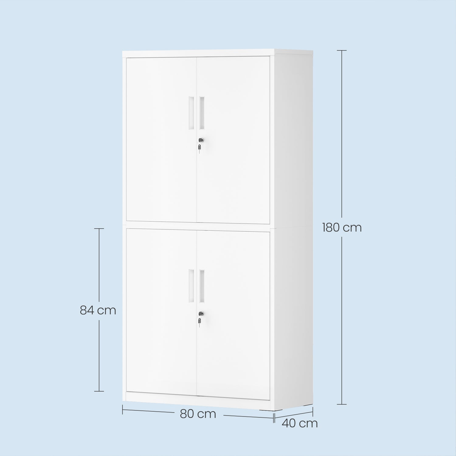 Aktenschrank, Aufbewahrungsschrank, 40 x 80 x 180 cm
