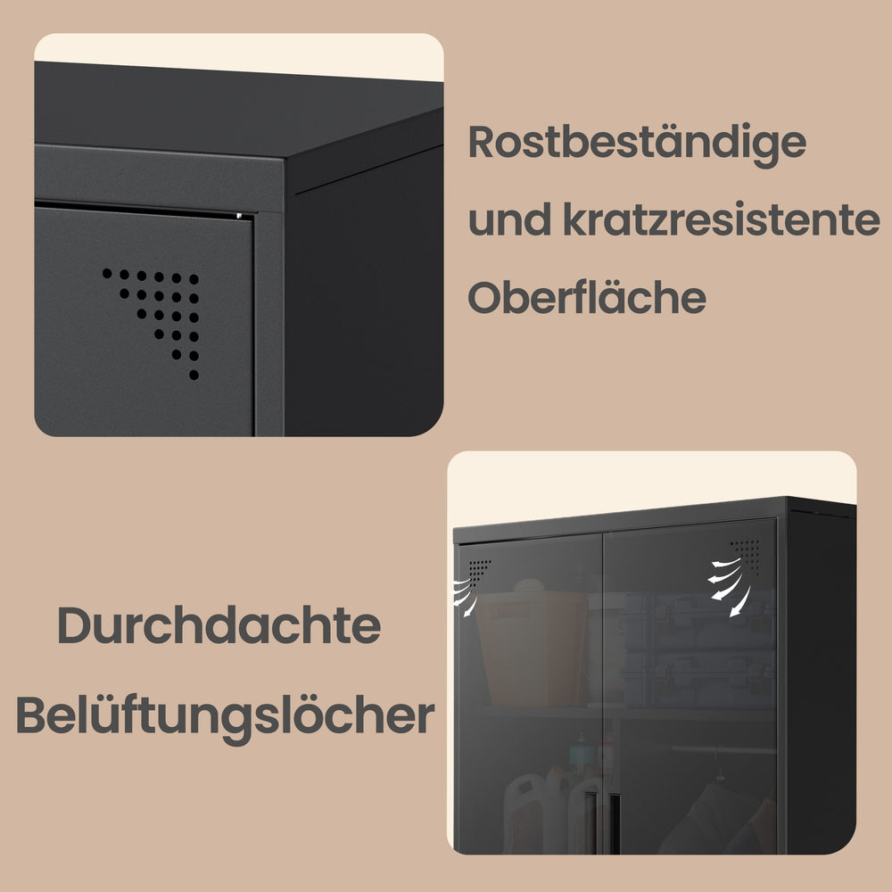 Metallschrank mit Hängestange, 2 Türen, 5 Fächern