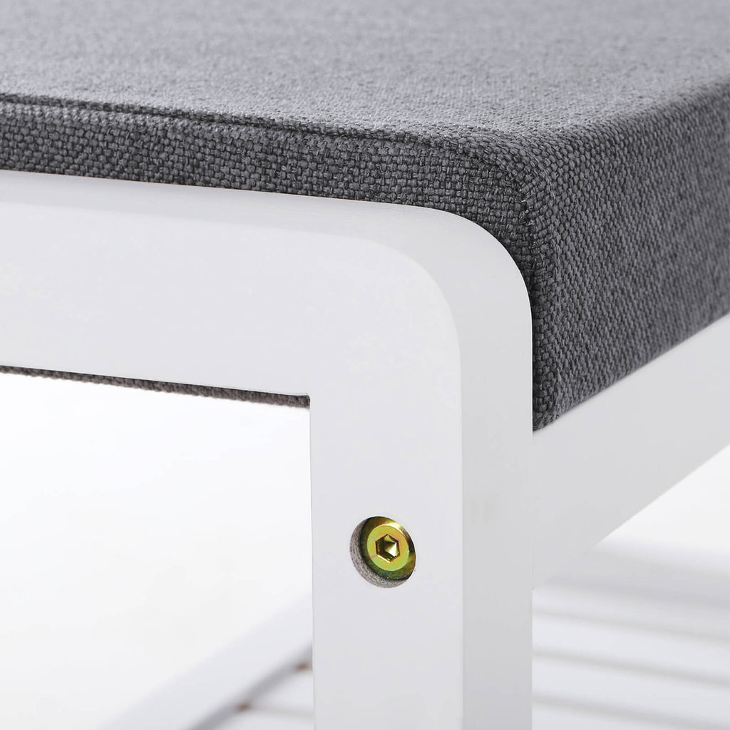 Polster-Schuhbank Bambus Weiß-Grau