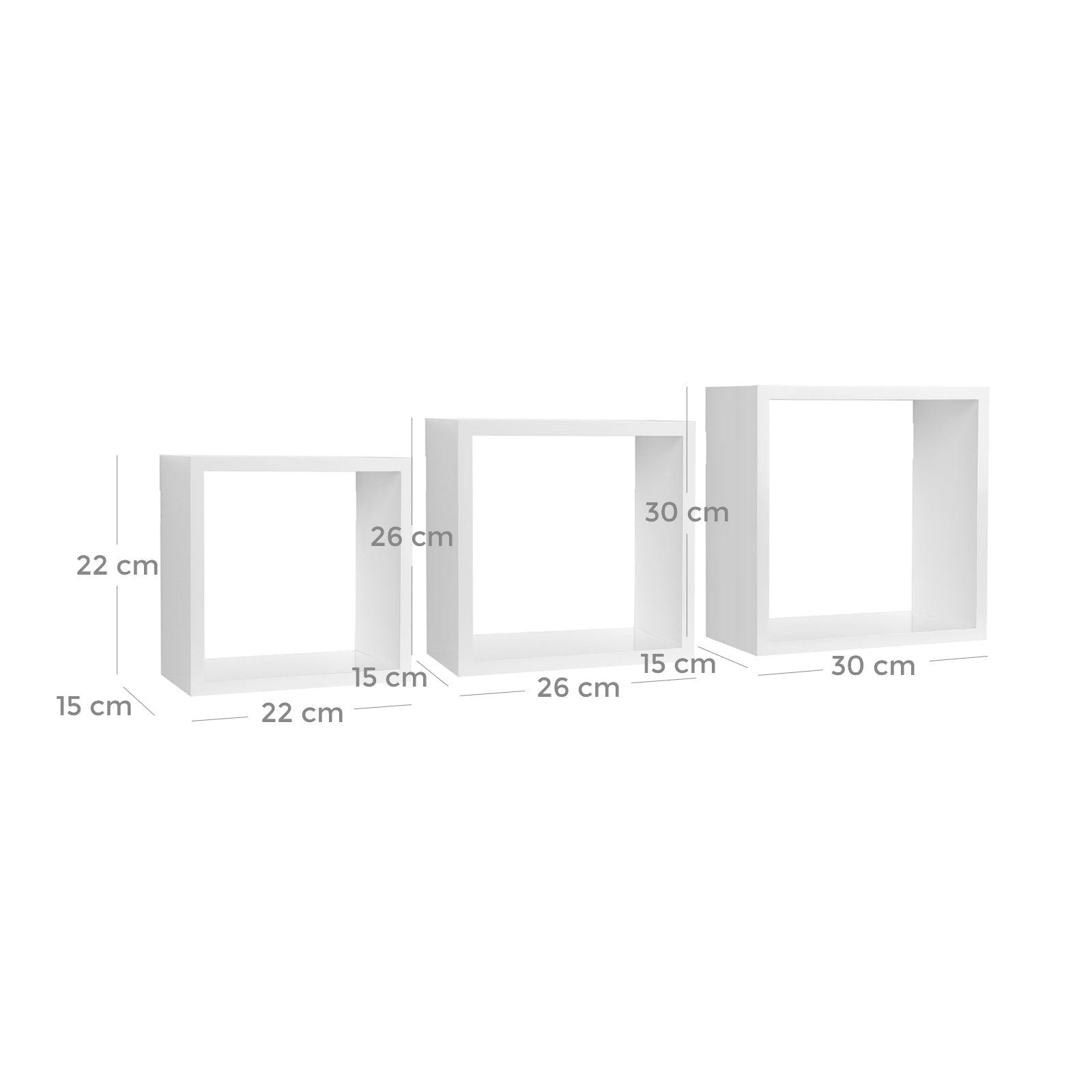 Quadratische Schweberegale 3er Set