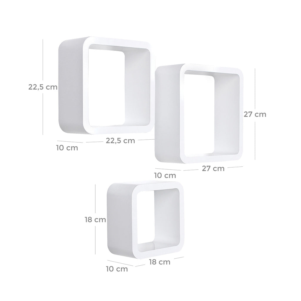 Quadratische Wandregale 3er Set Weiß