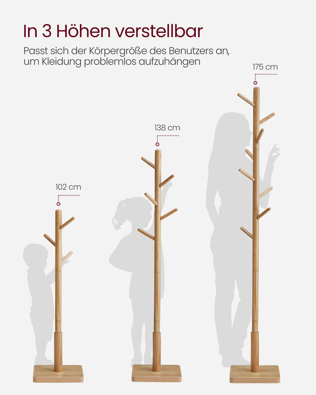 Garderobenständer 8 Haken für Jacken wolkenweiß