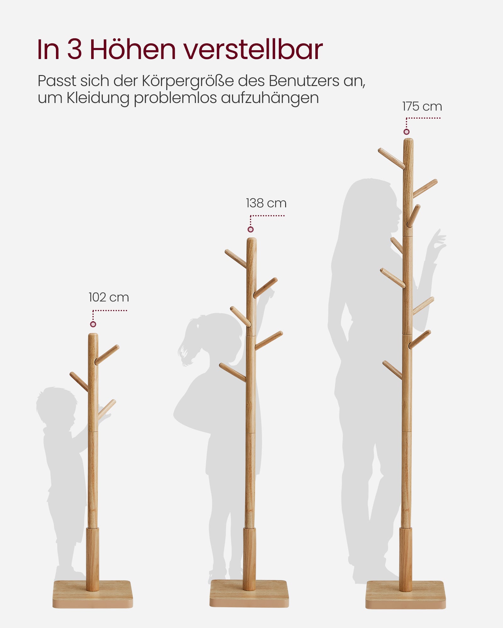 Garderobenständer 8 Haken für Jacken wolkenweiß