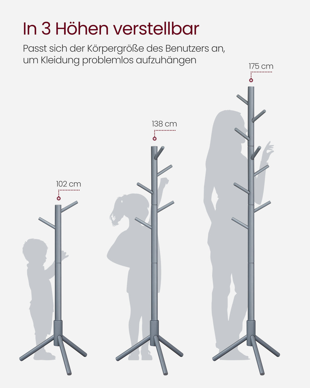 Garderobenständer aus Holz verstellbar schwarz