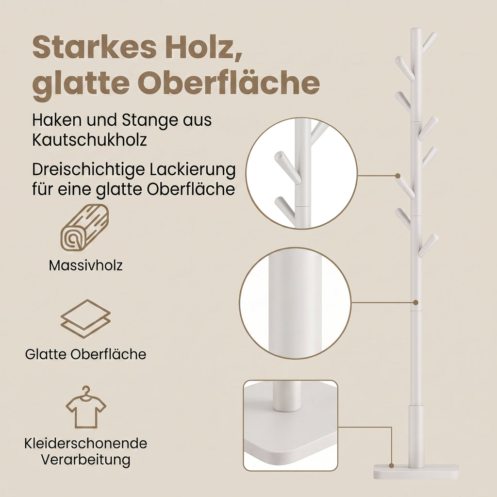 Garderobenständer, Kleiderständer Massivholz, Jackenständer Baumform