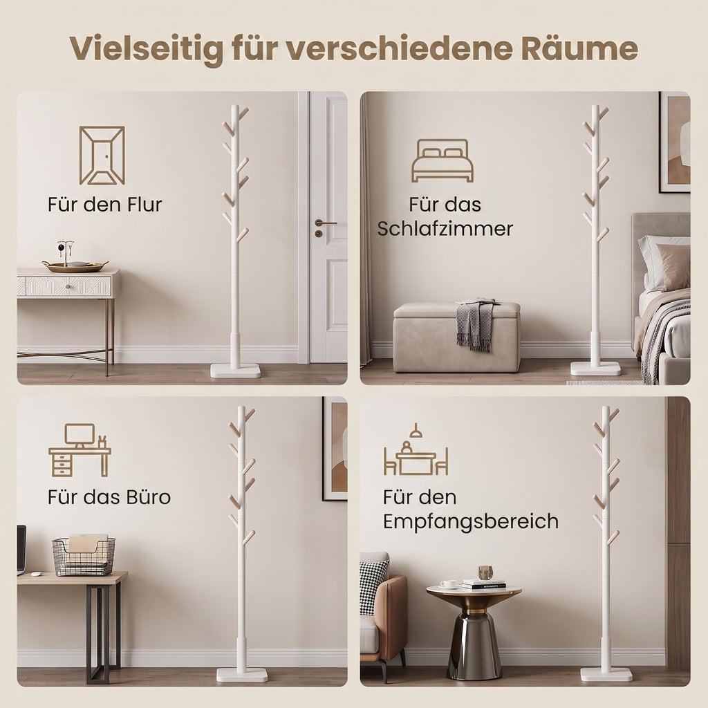 Garderobenständer, Kleiderständer Massivholz, Jackenständer Baumform