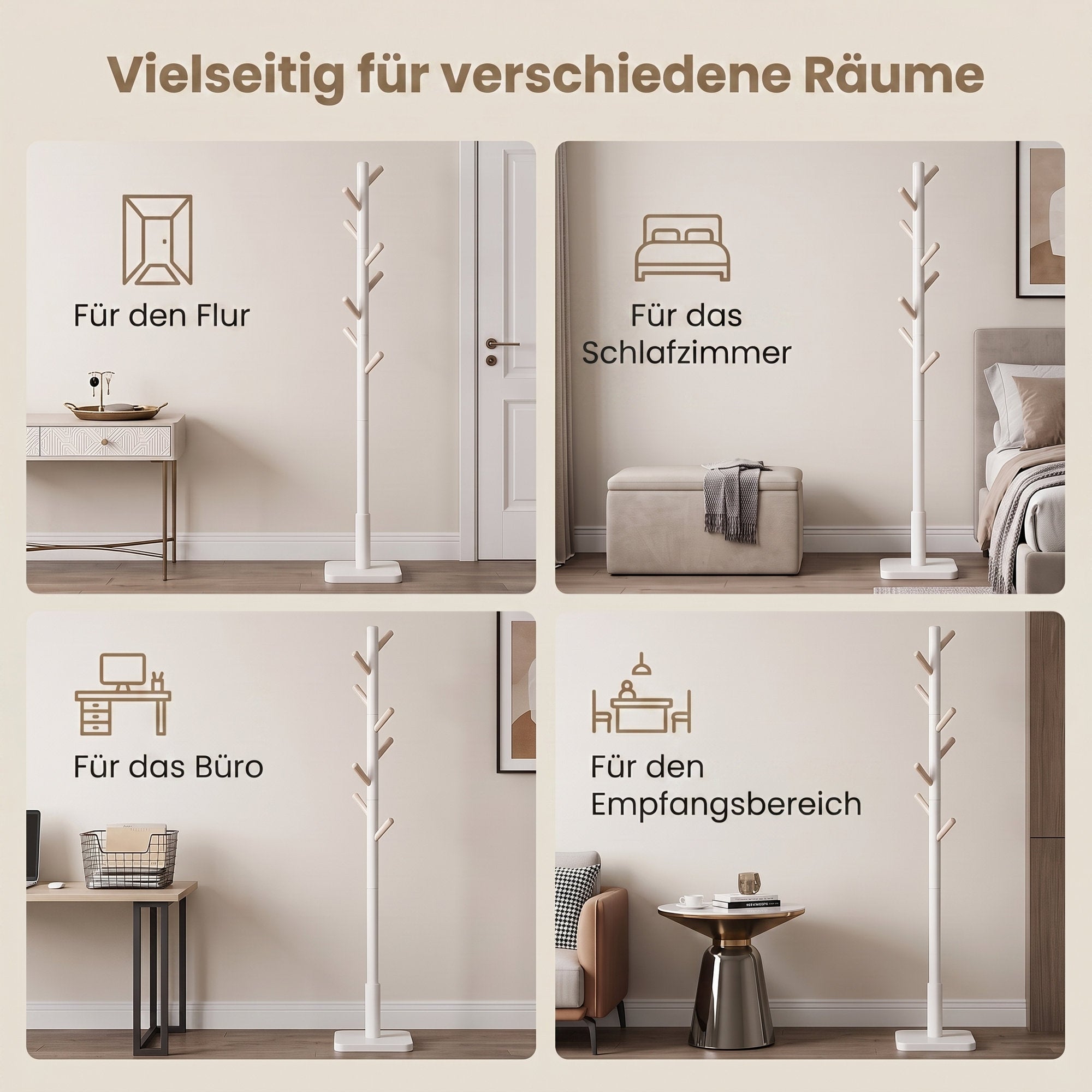 Garderobenständer, Kleiderständer Massivholz, Jackenständer Baumform