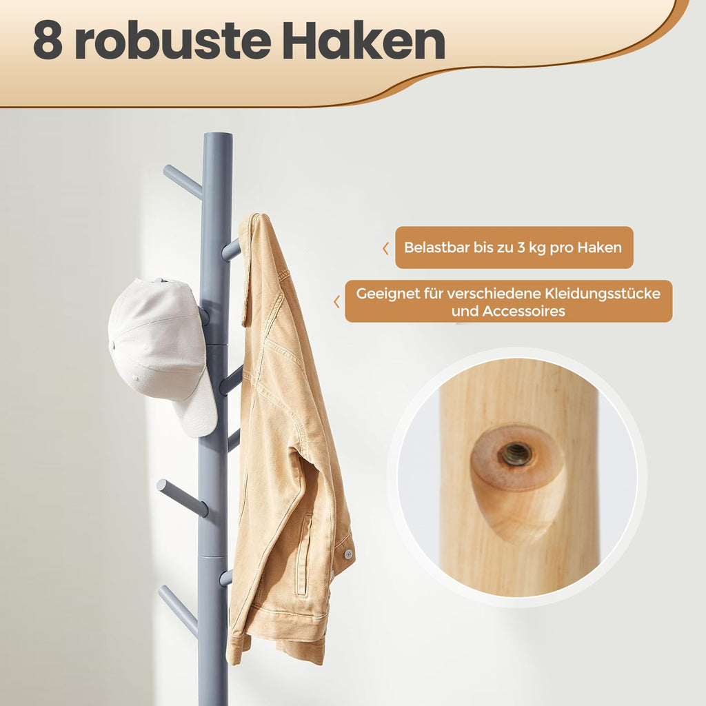 Garderobenständer, Kleiderständer aus Massivholz, Garderobe in Baumform