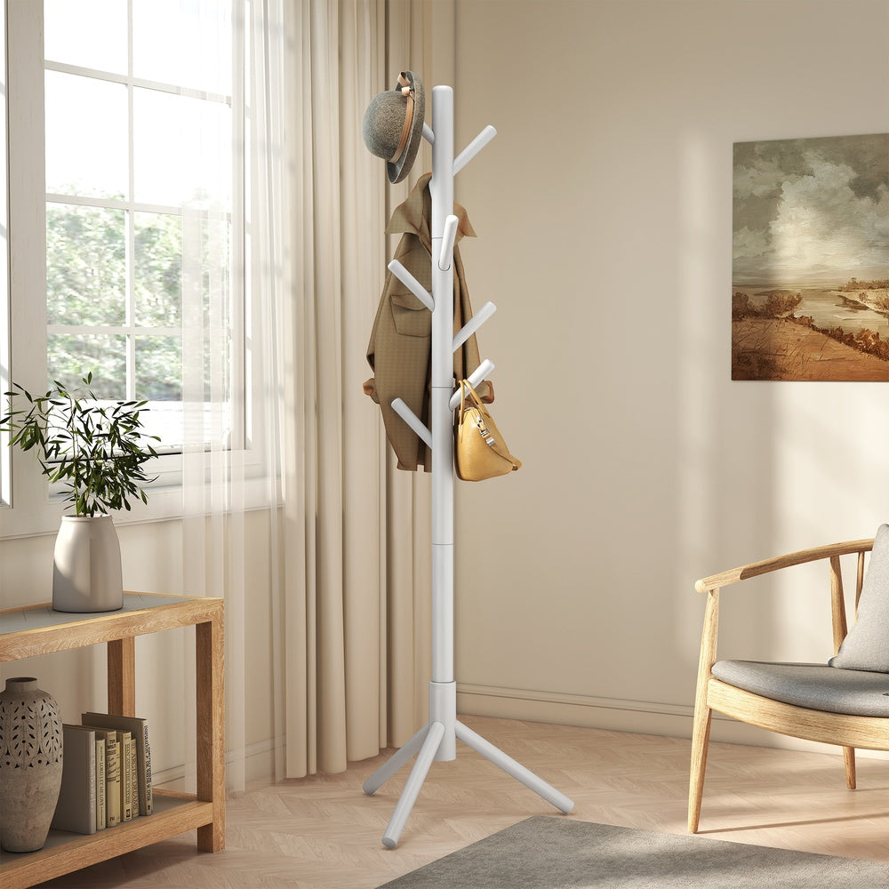 Garderobenständer, Kleiderständer aus Massivholz, Garderobe in Baumform