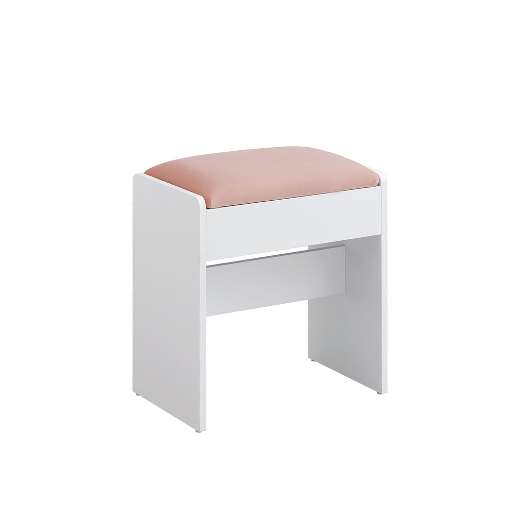 Hocker Schminktisch aus Samt mattweiß-pastellrosa