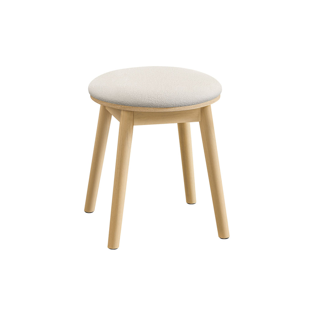 Schminkhocker rund Boho-Stil cremeweiß-eichenbeige
