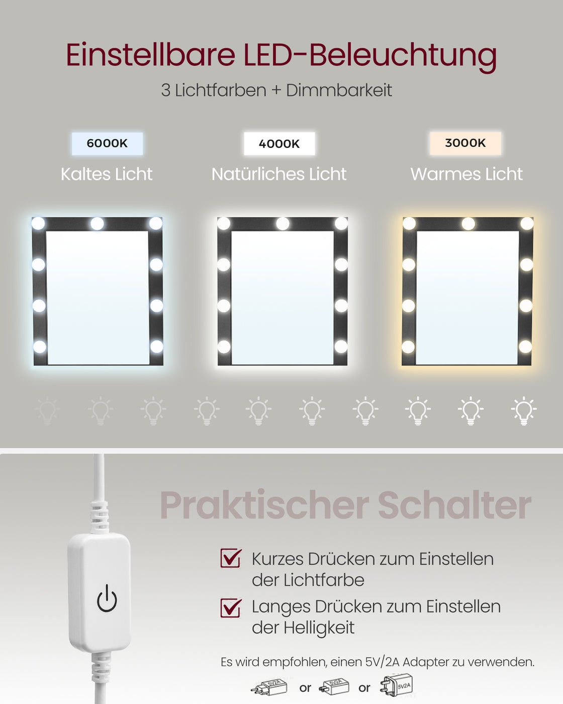 Schminktisch mit LED-Beleuchtung