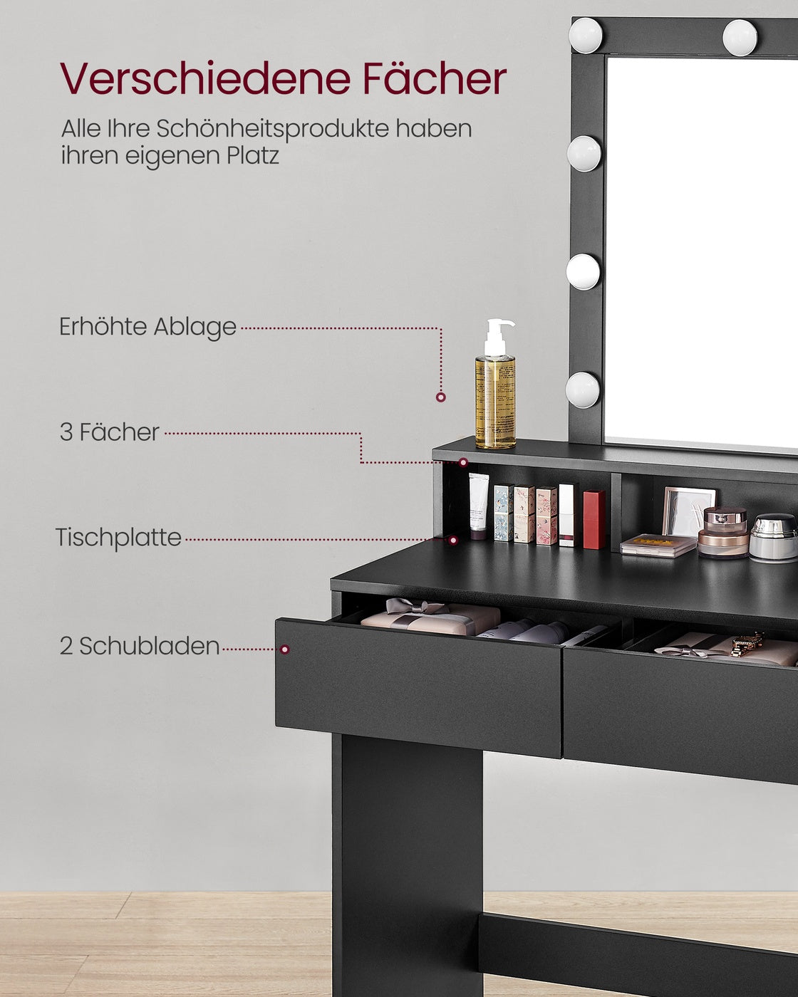 Schminktisch mit LED-Beleuchtung