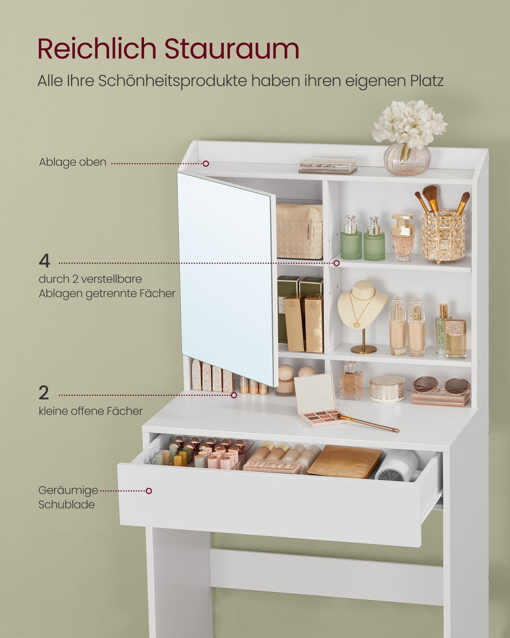 Schminktisch mit Spiegel Weiß