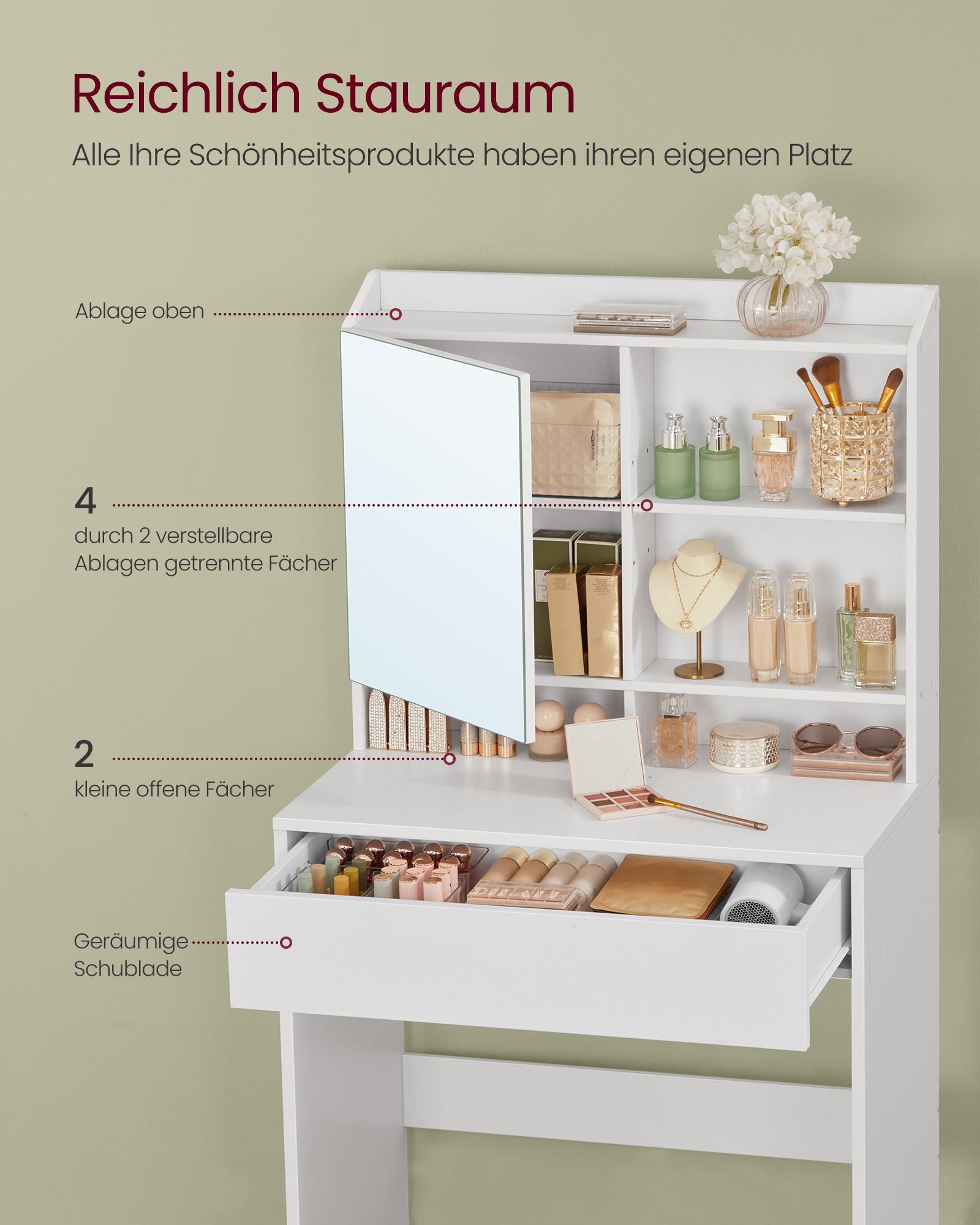 Schminktisch mit Spiegel Weiß