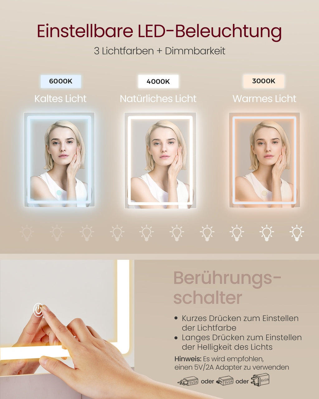 Schminktisch mit LED-Beleuchtung