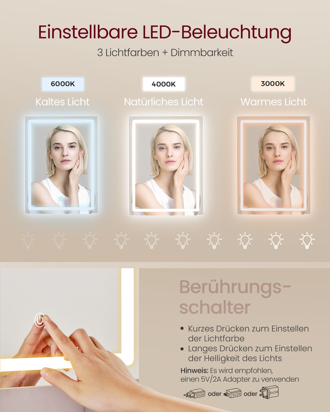 Schminktisch mit LED-Beleuchtung