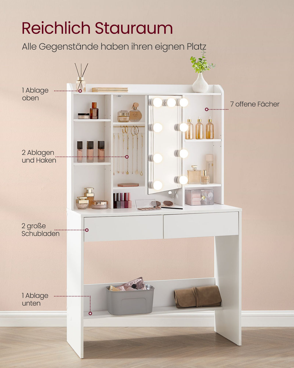 Schminktisch mit Spiegel und Schubladen modern