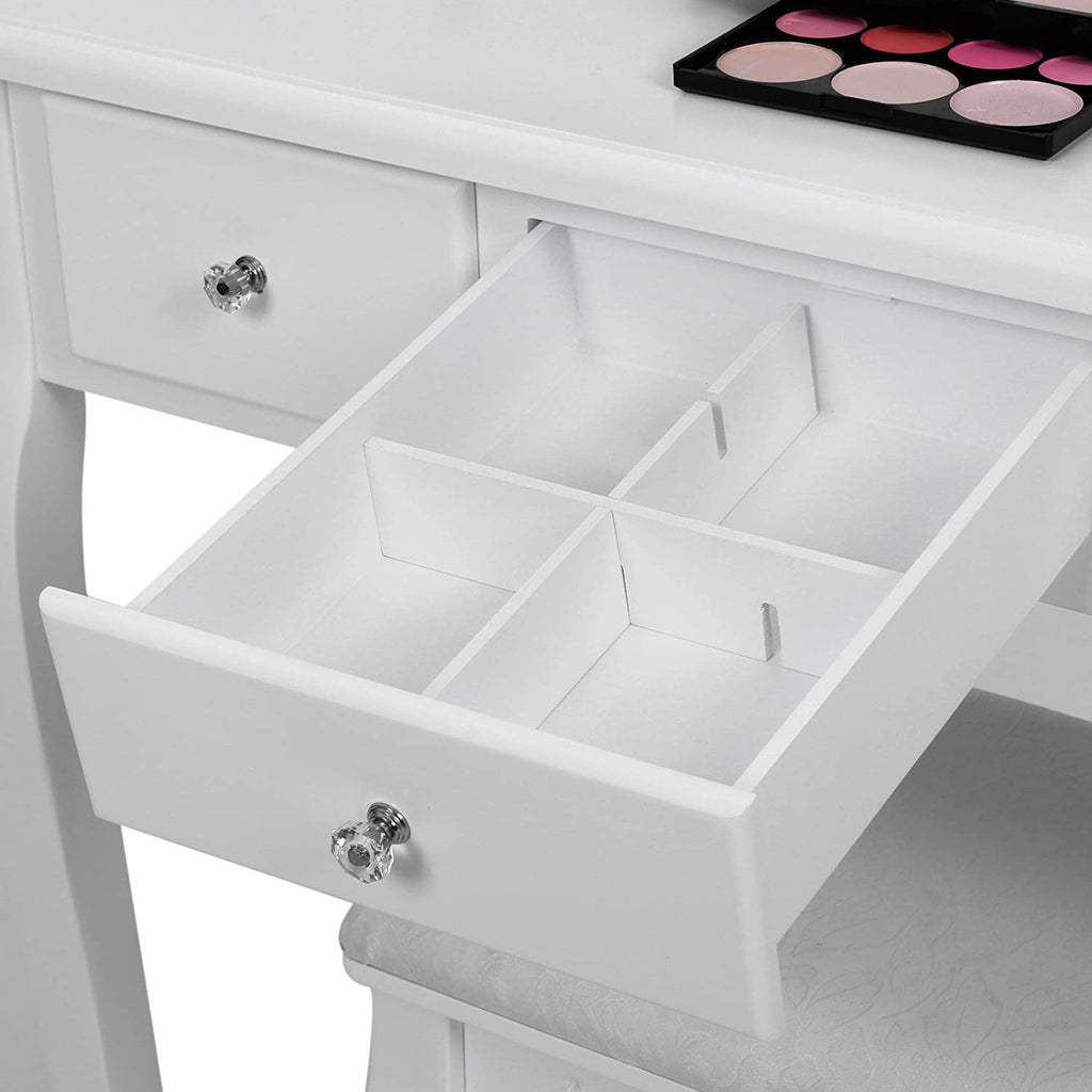 Schminktisch-Set mit 5 Schubladen Weiß